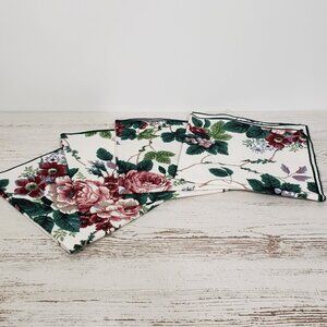 4 Cotton Floral Napkins with Grapes  16" square excellent condition